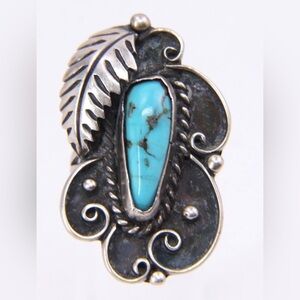 Vintage Ray TaFoya Navajo Sterling Silver Turquoise Ring